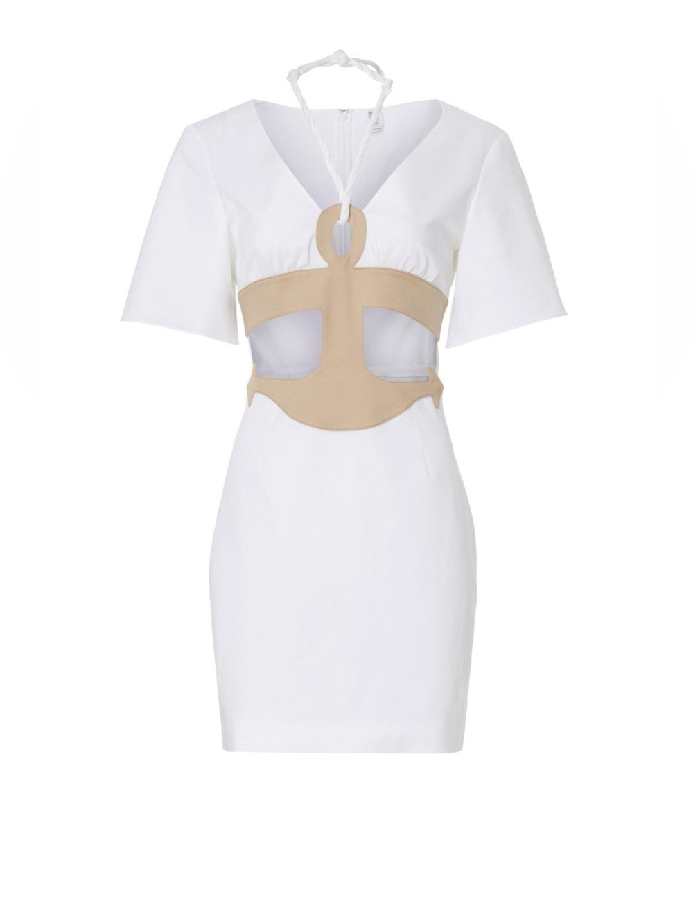 Rosie Assoulin Anchor Aweigh Mini Dress White & Beige Cutout 10 8867